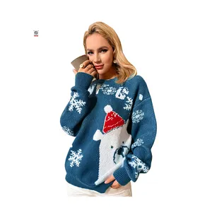 サプライヤーのためのデザインツリーデコレーション女性ニットニット家族厚く長袖居心地の良いセータークリスマス
