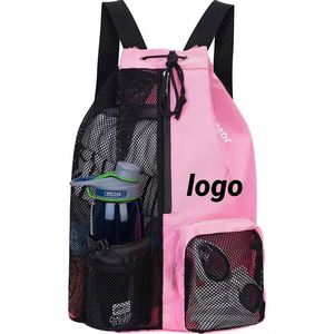 Promotion Custom Logo Nylon Swimming and Gym <b>Backpack</b> with Wet Pocket Mesh <b>Drawstring</b> Waterproof Feature for Beach and Pool - Product Image 1