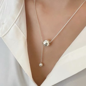 S925 Sterling <b>Silver</b> Ball Pendant Necklace 405cm Chain Length Everyday Wear Fine <b>Choker</b> Jewelry for Women - Product Image 2