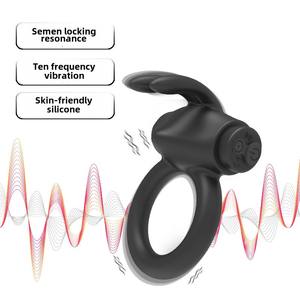 Anello di blocco a vibrazione in Silicone Fine per gli uomini Sex Toy e divertente prodotto del sesso pene anello - Product Image 2