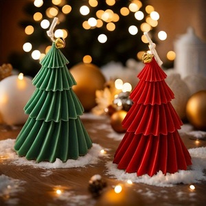 Origami Christmas Tree <b>Candle</b> <b>Mold</b> Tapered Shape Transparent White For Diy <b>Candle</b> Making Kits Christmas Decoration - Product Image 1