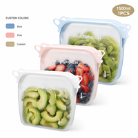 Sac de conservation alimentaire réutilisable en silicone avec fermeture éclair, sac de congélation vertical anti-fuite avec marques de volume, sans BPA, compatible lave-vaisselle