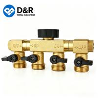 D&R Garden Brass Distributeur d'eau 4 voies 3/4 avec raccords rotatifs et robinet de dérivation pour robinet de jardin