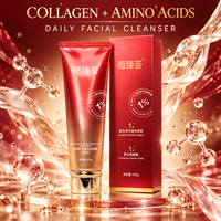 Nettoyant visage à l'acide aminé de collagène recombinant Vicehu 100g, nettoyant visage hydratant quotidien avec 1% de collagène, étiquette privée OEM