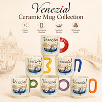 Mug en céramique souvenir de voyage Europe, Italie Venise, tasse à café en porcelaine avec poignée de forme spéciale, personnalisable, monument emblématique, OEM ODM, vente en gros