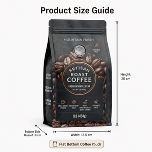 Bolsa de Fondo Plano con Válvula de Desgasificación Unidireccional, de Alta Barrera y Calidad Alimentaria, Personalizable, con Cierre Hermético para Empacar Granos de Café - Product Image 6