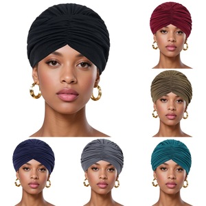 Nouveau foulard plissé simple, bonnets intérieurs en polyester extensible ethnique, bonnets hijab musulmans islamiques confortables - Product Image 4