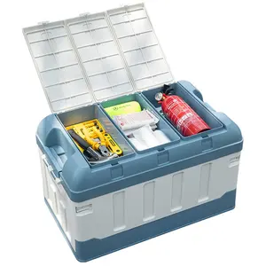 Grosir plastik kapasitas besar warna Solid multi-fungsi alat lipat bagasi mobil kotak Finishing
