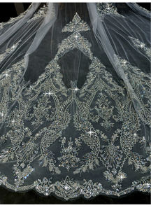 फीशिलूओ लक्जरी एक-परत कैथेड्रल चर्च के साथ महिलाओं की शादी के लिए बालों की कंघी और बालों की कंघी के साथ - Product Image 5