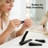 Juego de Manicura para Hombre, 18 Piezas, Acero Inoxidable Negro Mate, Kit de Cortauñas, Herramientas de Cuidado Personal, Estuche Rígido, Logotipo Personalizado