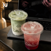 Gobelets en plastique jetables OEM/ODM pour boissons froides, 12oz, 16oz, 20oz, gobelets personnalisés, gobelets en plastique pour café glacé, matcha, avec couvercle