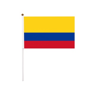 Petite <span class=keywords><strong>drapeau</strong></span> de la Colombie à agiter à la main 14x21cm, couleurs vives, mini drapeaux en polyester sur bâton pour les défilés du Jour de l'Indépendance - Product Image 4