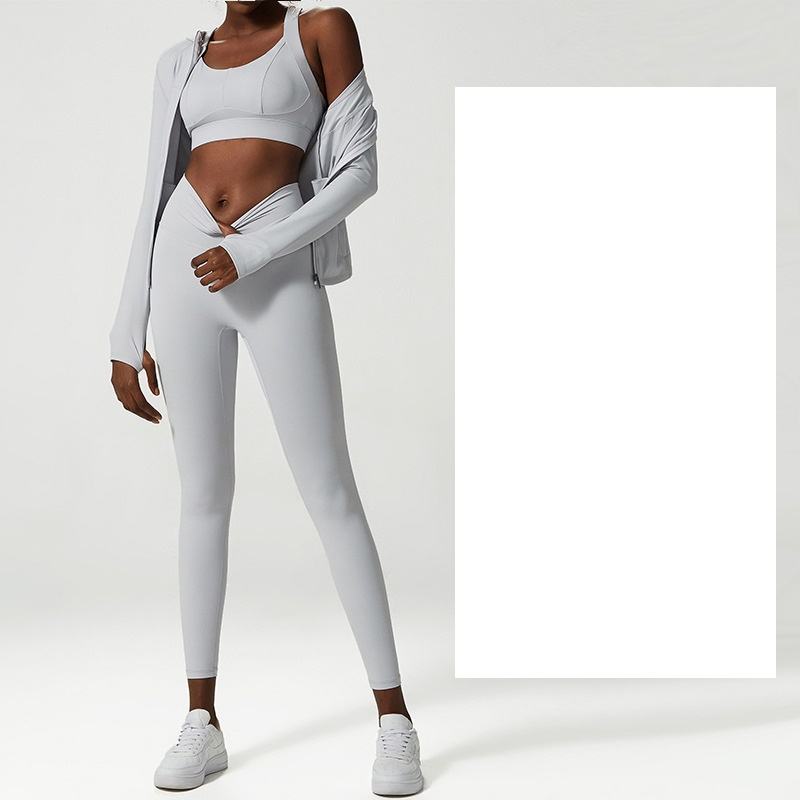 Soutien-gorge gris glace + Pantalon gris glace + Veste gris glace