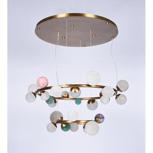 โคมไฟระย้าทรงกลมวัสดุโลหะคุณภาพสูง ดีไซน์ลายเส้น ขนาดกลาง ปรับความสว่างได้ ความสว่างสูง เหมาะสำหรับห้องนั่งเล่น - Product Image 4