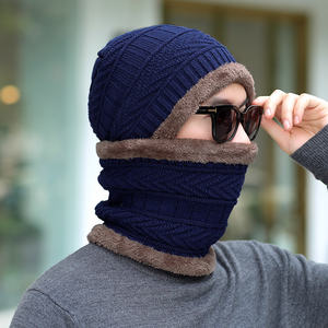 Bonnet en laine tricoté pour hommes et enfants ensemble d'écharpes et bonnets <span class=keywords><strong>de</strong></span> <span class=keywords><strong>ski</strong></span> épais doublés <span class=keywords><strong>de</strong></span> velours doux avec <span class=keywords><strong>cache</strong></span>-<span class=keywords><strong>cou</strong></span> - Product Image 2