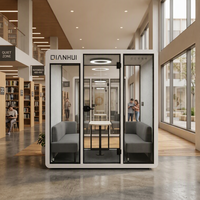 Pod de réunion de bureau insonorisé à clipser, pour réunion de bureau, insonorisé, bureau classique pour 4 personnes avec prise italienne