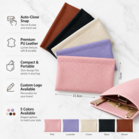Pochette en cuir PU à fermeture automatique avec cadre à ressort, trousse de maquillage sans fermeture éclair, organiseur de maquillage, étui à stylos et lunettes, logo personnalisé, vente en gros
