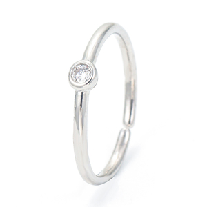 Anneaux fins minimalistes en or plaqué avec zircon rond, design simple, anneau réglable à un seul <span class=keywords><strong>diamant</strong></span>, bijoux pour les doigts, <span class=keywords><strong>prix</strong></span> d'usine - Product Image 5