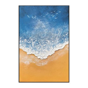 Hand Painted Oil Painting Seascape <b>Framed</b> Modern Minimalist Entryway Decor Art Impressionism Style <b>Wall</b> Hanging For Living Room - Product Image 4