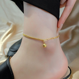 Nouvelle Chaîne de Cheville Tendance en Perles Dorées pour Femme - Chaîne de Cheville en Acier Inoxydable Plaqué Or 18K, Inaltérable et Hypoallergénique - Product Image 3