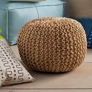 Top Selling Natural Jute Braided Pouf Ottoman Round <b>Floor</b> Cushion <b>Seating</b> Stool for Living Room Home Decor Available For Sale - Product Image 2