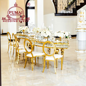 Modern S-Shaped Transparent <b>stainless</b> <b>steel</b> wedding <b>Table</b> glass banquet <b>table</b> glass top serpentine <b>table</b> events - Product Image 2