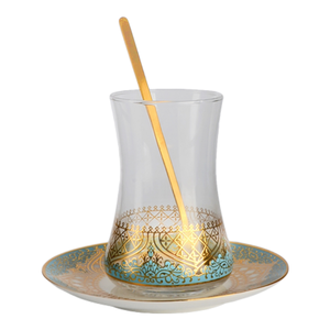 Atacado café turco copos conjunto copo de café de vidro personalizado com vidro 6pcs café e 6pcs cerâmica pires - Product Image 6