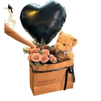 Buket beruang mewah bunga simulasi mawar abadi hadiah Wisuda Hari Valentine untuk anak perempuan tahan lama