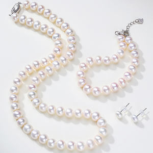 Conjunto de joyería fina de Plata de Ley 925 3A <span class=keywords><strong>8mm</strong></span> collar de perlas de agua dulce estilo moderno 18 pulgadas para fiesta boda regalo del Día de la madre - Product Image 3