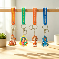 Porte-clés en caoutchouc souple PVC 3D de style dessin animé, figurine de saint catholique, Vierge Marie, Jésus, accessoires de porte-clés, porte-clés Jésus