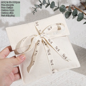 Sac de rangement pour vêtements de bébé en toile de coton réutilisable avec ruban, sac à poussière en coton imprimé à l'écran personnalisé - Product Image 2