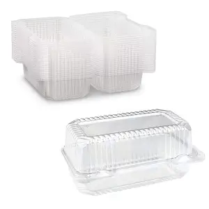 Plastic Nemen Containers Vierkante Scharnierende Voedsel Containers Wegwerp Clamshell Dessert Container Met Deksel Voor Salade, Sandwiches