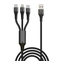 A-bst kabel pengisi daya Usb 60W, kawat pengisian daya Cepat nilon kepang 3 in 1 untuk ponsel cekung C-C 20V/3A 60W PD