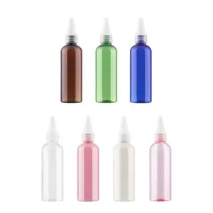 Garrafas de apertar fácil de apertar, garrafas de plástico de 6 oz/8oz, azul, verde, animal de estimação, com tampas torcidas para o cabelo, 200ml óleo