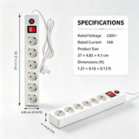 Multiprise industrielle Schuko 6 prises avec protection contre les surcharges et interrupteur marche/arrêt, câble blanc de 1,5 m, norme UE, pour la maison