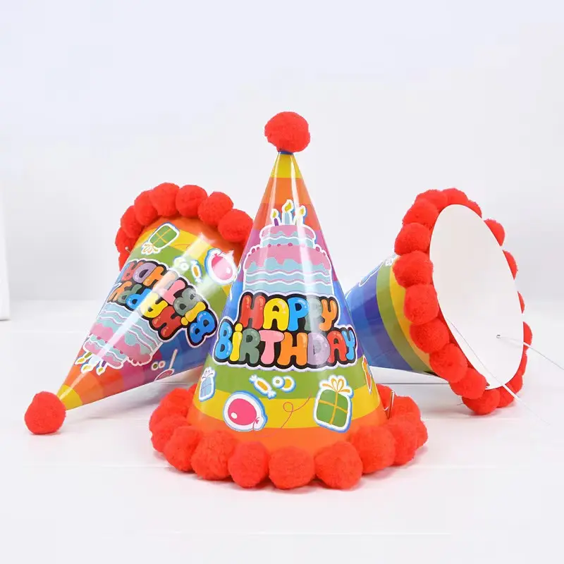 Happy Birthday Party Cone Hats Adult   Child Pet-friendly Decorations Hairball hat for Birthday Party Decorations hat
