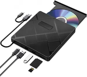 외부 CD DVD 드라이브, USB 2.0 슬림 휴대용 외장 CD-RW 드라이브 DVD-RW 버너 라이터 플레이어 노트북 PC 데스크탑 등