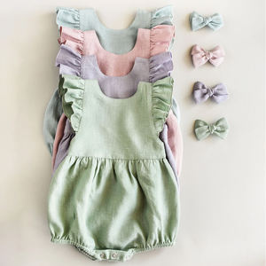 Hoge Kwaliteit Blanco Pasgeboren Meisjes Baby Bubble Romper Zomer Gepersonaliseerde Linnen Katoenen Ruche Baby Romper - Product Image 1