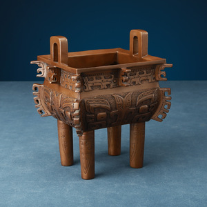 Adorno Cuadrado de Cobre Yu Fang Ding en Bronce Púrpura, Decoración Tradicional para el Hogar u Oficina, Regalo de Año Nuevo Chino para la Sala de Estar - Product Image 3
