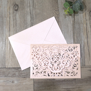 Carte d'invitation de <span class=keywords><strong>mariage</strong></span> <span class=keywords><strong>romantique</strong></span> imprimable, cartes découpe Laser de luxe, rose, 1 pièce - Product Image 6