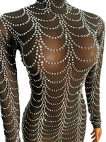 NOVANCE Y2023-B Robe de soirée transparente pour femme, style lounge, avec décalcomanie en cristal fendue, collection été 2026, brillante et élégante