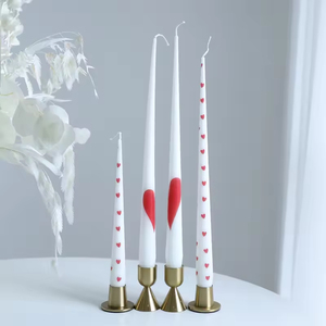 Blue <b>Red</b> Heart Printed Beeswax Soy Wax Taper <b>Candles</b> 14 Inch 9.25 Inch Christmas Holiday Home Decoration Wedding Bars Smokeless - Product Image 1