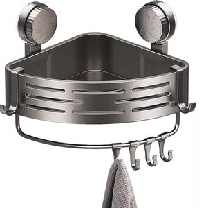 Organisateur <span class=keywords><strong>de</strong></span> <span class=keywords><strong>salle</strong></span> <span class=keywords><strong>de</strong></span> <span class=keywords><strong>bain</strong></span> en métal <span class=keywords><strong>haute</strong></span> performance avec crochets triangulaires et étagère pour l'organisation des articles <span class=keywords><strong>de</strong></span> toilette - Product Image 3