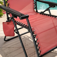 Chaise de plage inclinable zéro gravité en acier inoxydable, chaise longue pliante portable avec poche latérale pour usage extérieur, cour et hôtel