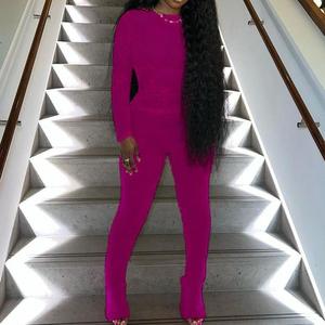 ชุดเซ็ต 2 ชิ้น เสื้อแขนยาวตาข่ายซีทรูรัดรูป กางเกงขายาวลำลองแฟชั่นสำหรับผู้หญิง - Product Image 6