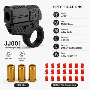 Pistolet jouet anti-stress en alliage noir mat avec éjection de douilles, pistolet à balles souples pour garçons, idéal pour l'extérieur - Product Image 2