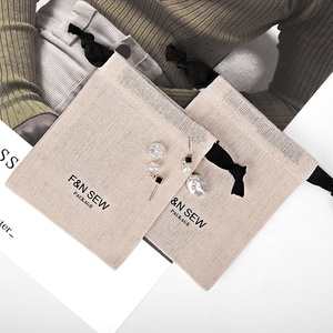 Personalizzato Avorio Mini Cordoncino di Cotone sacchetto di Tela di Lino Eco Friendly Draw <span class=keywords><strong>String</strong></span> Regalo Dei Monili Del Sacchetto Bianco con Logo - Product Image 4