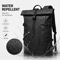 Mochila Extensible con Cierre Enrollable Impermeable, Mochila para Portátil de 15.6 Pulgadas con USB para Hombres y Mujeres, para Camping y Viajes