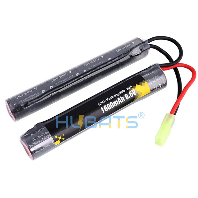 9.6V NiMH Battery 1600mAh 2/3A Battery Stick With Tamiya Connector for Airsoft Gun G36 M4A1 CAR15 9.6V NiMH 1600mAh 2/3A 10C