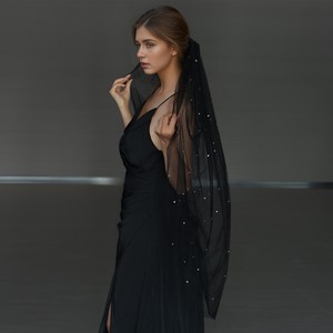 Voile de fête YouLaPan M127, longueur courte jusqu'aux doigts, strass de haute qualité, look élégant <span class=keywords><strong>avec</strong></span> peigne à <span class=keywords><strong>cheveux</strong></span> en métal pour mariées et femmes - Product Image 3